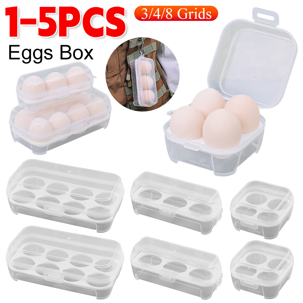 Camping Cooking Box - 1/3/5pcs Portable Eggs Box 3/4/8 Grids