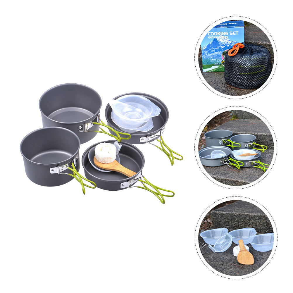Camping Cooking Pan Set - 1Set Portable Camping Cookware Kit Alumina