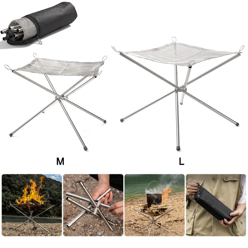 Camping Cooking Box - Portable Camping Fire Pit Grill Stainless