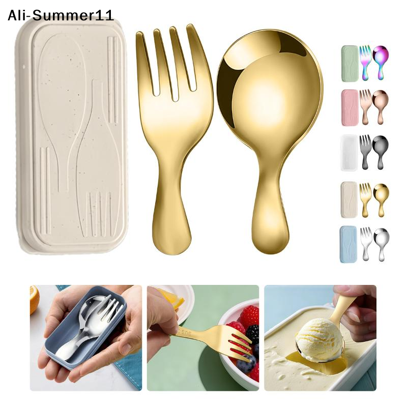 Camping Cooking Box - 【A6L】Steel Tableware Set Spoon Fork 2Pc