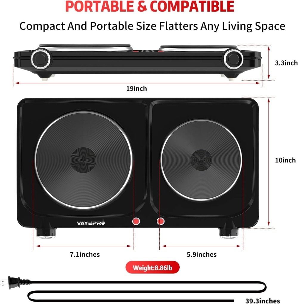 1800W Portable Electric Stove, - Camping Cooking List recensie en prijs