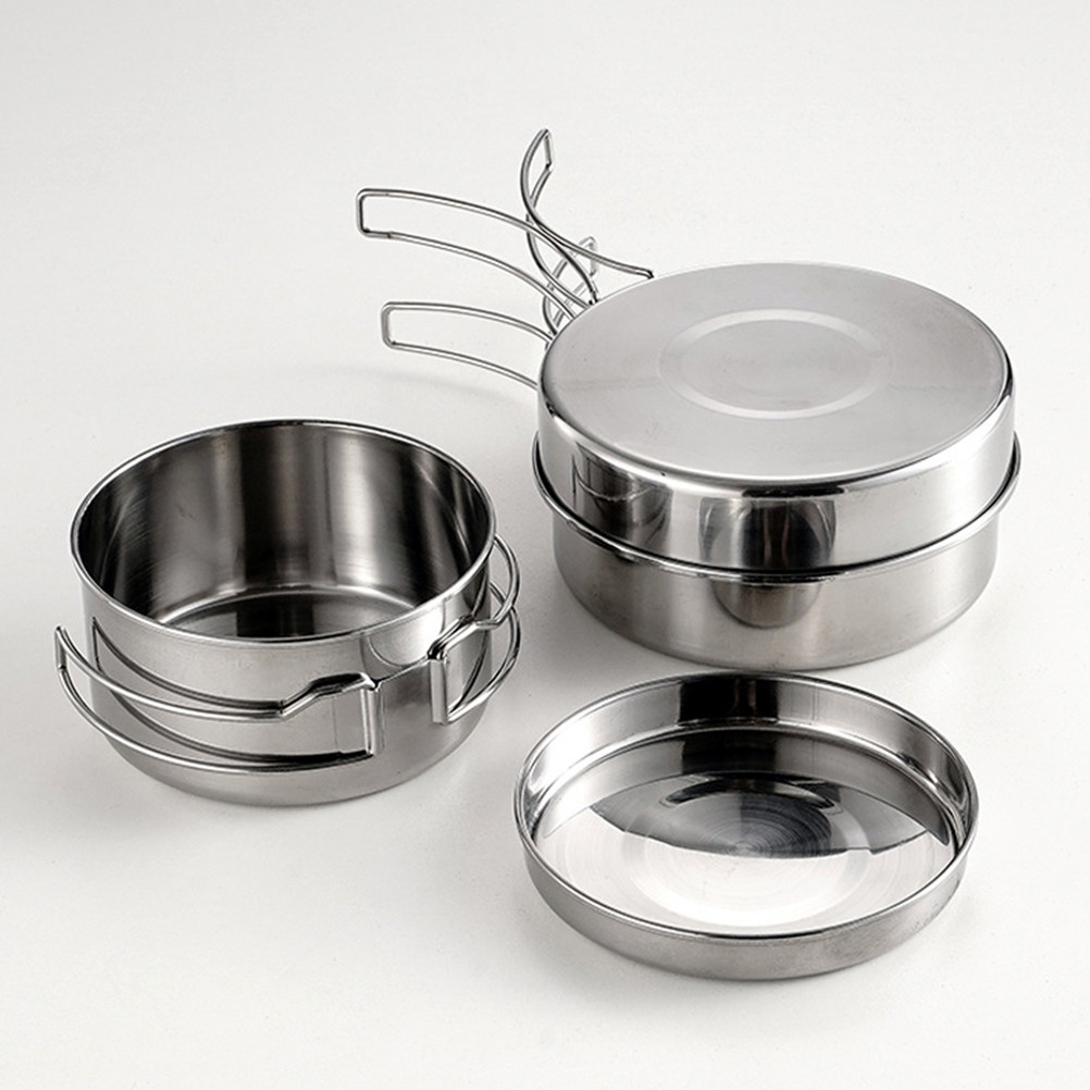 1Set Stainless Steel Camping C - Camping Cooking Pan Set recensie en prijs