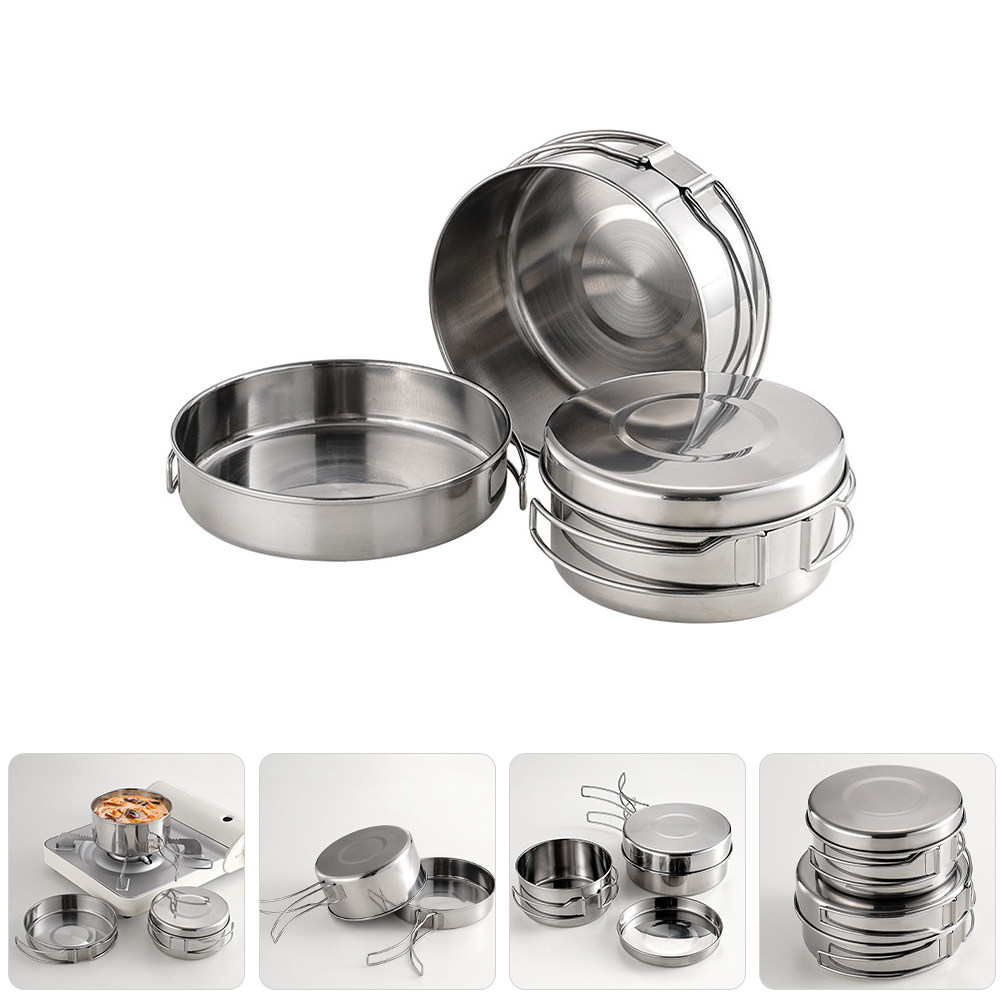 1Set Stainless Steel Camping C - Camping Cooking Pan Set recensie en prijs