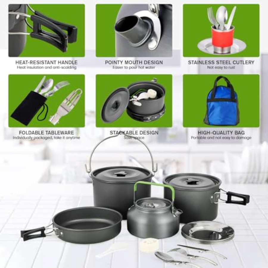 MEETSUN Camping Cookware Set - - Camping Cooking Pan Set recensie en prijs
