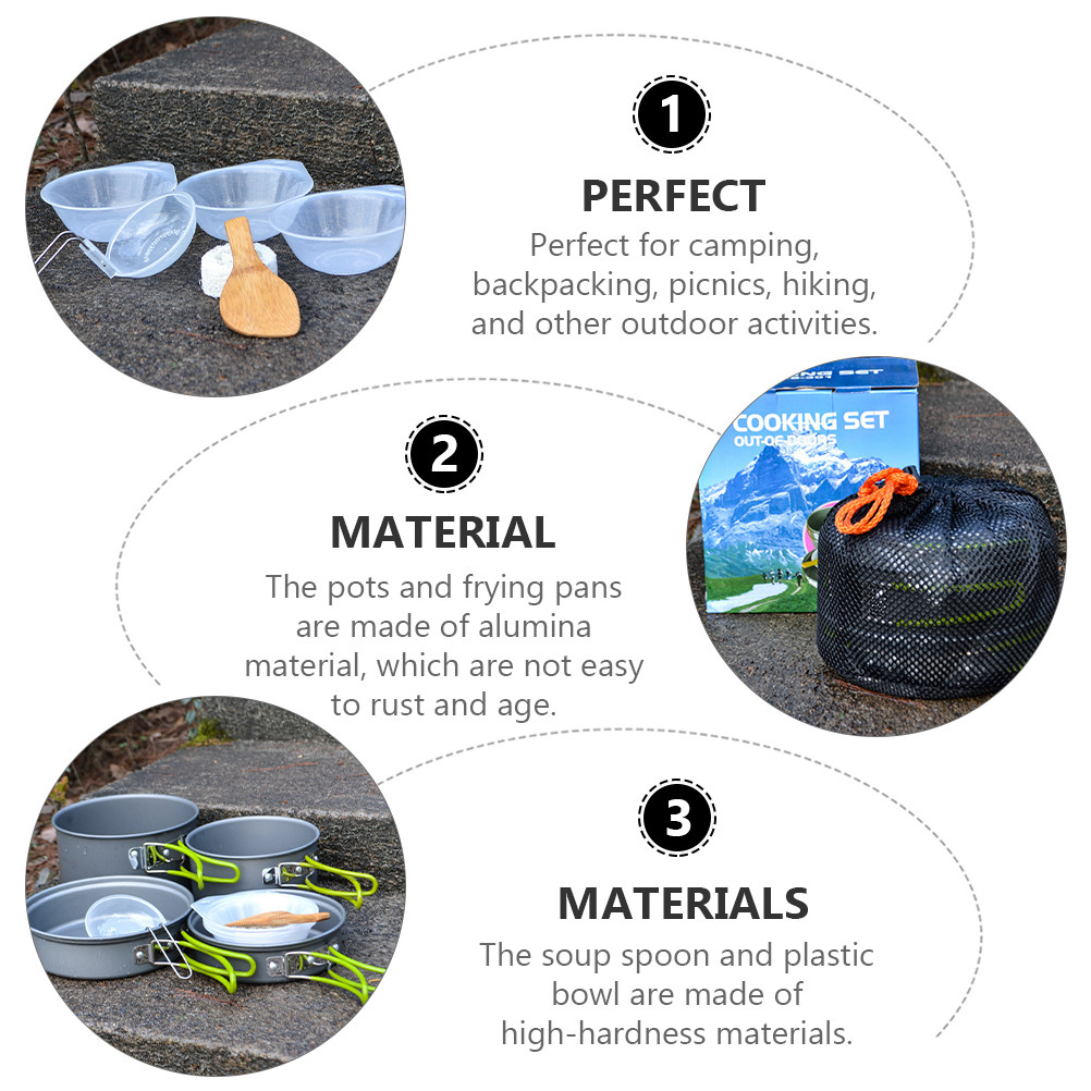 1Set Portable Camping Cookware - Camping Cooking Pan Set recensie en prijs
